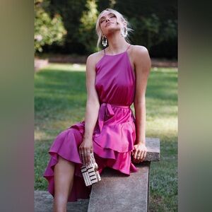 Petal & Pup Hot Pink Halter Midi Dress